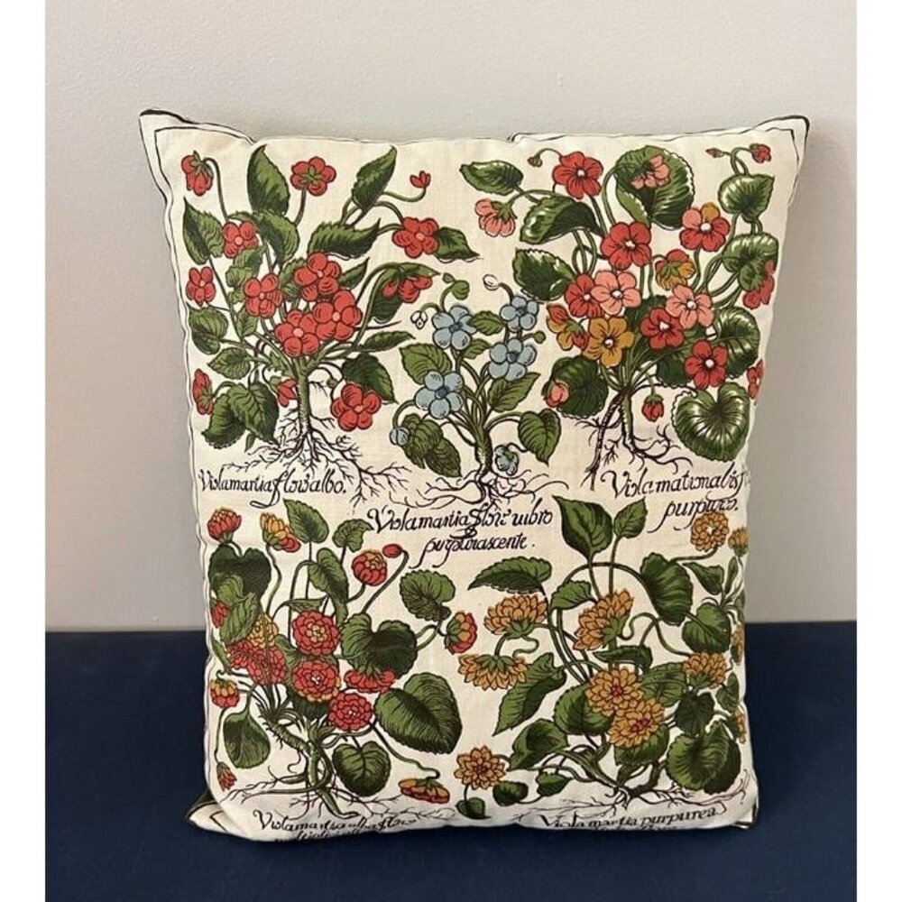 Rare Vintage Botanical Pillow Viola Martia Floral Flower Garden. Decor.